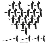 Swpeet Assortiment de 20 crochets robustes de 5,1 cm pour panneau à lattes - Accessoires pour panneau à lattes - Crochets muraux pour panneau perforé - Crochet d'affichage pour vente au détail - Noir