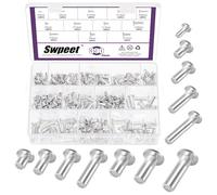 Swpeet Assortiment de 390 rivets semi-tubulaires à tête plate en aluminium 12 tailles M3 M4 M5 M6 pour travaux manuels et décoration Argenté
