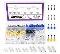 Swpeet Assortiment de 490 embouts de fils AWG 2 4 6 8 10 12 14 16 Embouts de fils argentés Connecteurs à sertir Manchons de connecteur isolés