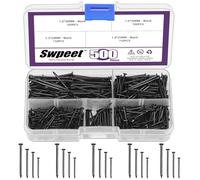 Swpeet Kit d'assortiment de 500 clous de 4 tailles, clous noirs galvanisés, petits clous, clous à tête épingle, clous de finition, clous pour suspension, clous muraux pour accrocher des images