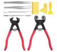 Swpeet Kit de 9 outils de mosaïque, y compris des pinces robustes pour couper la mosaïque et le carrelage, 2 grattoirs, 2 pinces, 1 crochet à double extrémité, 1 spatule avec 1 éponge pour carrelage