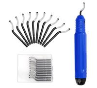 Swpeet Kit d'outils d'ébavurage 12 pièces, 1 pièce Manche antidérapant NB1100 avec 11 pièces Lames rotatives en acier à grande vitesse BS1010, Alésoir de déburrage, Outil manuel de déburrage pour bois