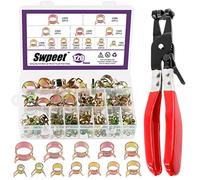 Swpeet Lot de 121 colliers de serrage à ressort 7-22 mm avec bande plate pivotante Assortiment de pinces en silicone pour tuyau d'aspiration basse pression