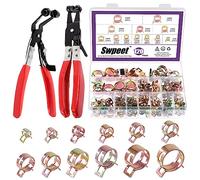 Swpeet Lot de 122 colliers de serrage à ressort de 7 à 22 mm avec clip pivotant plat et coudé à 45 ° pour tuyau de carburant - En silicone - Pour colliers de serrage à basse pression