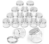 Swpeet Lot de 15 pots de 60 ml - Pots en verre transparent de 2 oz avec couvercle argenté, kit d'assortiment, pots ronds en verre cosmétique avec couvercles, pots de voyage, contenants cosmétiques