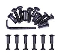 Swpeet Lot de 25 boulons hexagonaux M6 x 30 mm en acier carbone noir avec 1 llen, tige de vis pour meubles, boucle de ceinture à tête longue, boulons de reliure en cuir