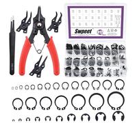 Swpeet Lot de 312 pinces 4 en 1 avec alliage d'acier M4-M28 mm, anneaux de retenue externes et anneaux de retenue E-clips de 1,5 mm à 10 mm, kit de pincette incluse pour réparation de clips de broche