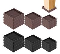 Swpeet Lot de 4 pièces de 7,6 cm x 7,6 cm en caoutchouc brun antidérapant pour roulettes, tampons antidérapants pour meubles, kit de patins antidérapants, antidérapant, antidérapant pour pieds de