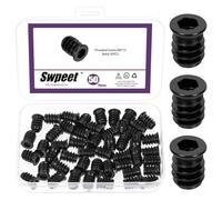 Swpeet Lot de 50 écrous filetés M6 × 15 plaqués zinc, inserts filetés hexagonaux, connecteurs de fixation à filetage interne, inserts filetés en bois pour vis de meubles en bois