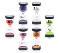 Swpeet Lot de 6 sabliers de 6 Couleurs, 1 Min/3 Min/5 min/10 min/15 min/30 Minutes pour la Maison, Le Bureau, la Cuisine, Les Jeux d'enfants, la Salle de Classe
