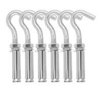 Swpeet Lot de 6 vis d'expansion M10 en acier inoxydable avec crochet ouvert pour mur en béton robuste, crochet d'extension, boulons à crochet de plafond, crochets muraux en métal pour mur en béton