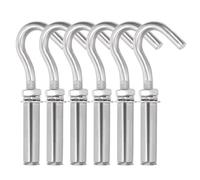Swpeet Lot de 6 vis d'expansion M12 en acier inoxydable avec crochet ouvert pour mur en béton robuste, crochet d'extension, boulons à crochet de plafond, crochets muraux en métal pour mur en béton
