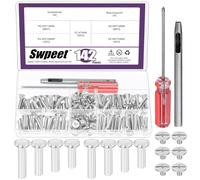 Swpeet Lot de 70 rivets en cuir argenté de 4 tailles M5 x 15 mm/18 mm/20 mm/25 mm avec kit d'outils d'installation, rivets à vis M5 Chicago pour réparation du cuir