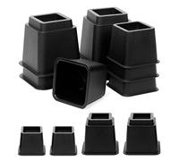 Swpeet Lot de 8 rehausseurs de lit réglables, supports de cadre de lit empilables noirs, 4 grands et 4 petits rehausseurs de hauteur de lit, hauteur de 3, 5 ou 8 pouces, rehausseur de meubles lourd