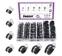 Swpeet Lot de 84 colliers de serrage robustes en acier inoxydable 304 avec rembourrage en caoutchouc - 7 tailles 6,3 mm 5/8" 3/4" 2,5 cm
