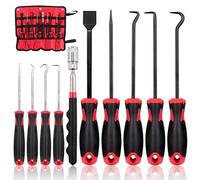 Swpeet Lot de 9 crochets longs avec kit d'outils télescopiques magnétiques, grattoir de précision pour grattage de joint, extracteur à crochet pour retrait de tuyau, parfait pour les outils