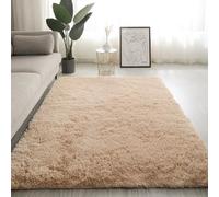 Swsen Tapis de Salon Shaggy Ultra Doux - Moelleux et Lavable - Tapis Moderne pour Chambre avec Dessous Antidérapant, 160 x 230 cm, Camel Clair