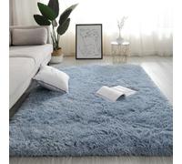 Swsen Tapis de Salon Shaggy Ultra Doux - Moelleux et Lavable - Tapis Moderne pour Chambre avec Dessous Antidérapant, 80 x 160 cm, Bleu Lac