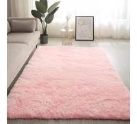 Swsen Tapis de Salon Shaggy Ultra Doux - Moelleux et Lavable - Tapis Moderne pour Chambre avec Dessous Antidérapant, 60 x 90 cm, Rose