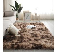 Swsen Tapis de Salon Shaggy Ultra Doux - Moelleux et Lavable - Tapis Moderne pour Chambre avec Dessous Antidérapant, 50 x 80 cm, Café Foncé