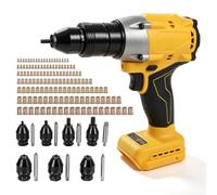 SWTHM Pistolet à rivets sans fil compatible avec batterie DEWALT 18 V 20 V | Riveteuse électrique 20 kN 380 tr/min sans balais en 3 secondes avec 7 têtes d'écrou pour réparation de bateaux en métal de