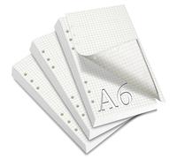 SWTYExt 3 Paquets Feuille A6 Classeur 6 Anneaux 180 Couleur Quadrillé Filofax Recharges pour Agendas et Planificateurs Recharge Agenda Perforée pour Carnet Cahier de Voyage