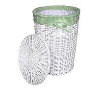 SWWK-25Rd-b Panier à linge rond en osier avec couvercle Blanc Diamètre 39 cm Hauteur 55 cm
