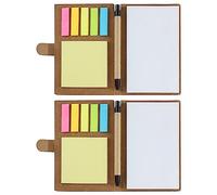 SWYSGS Pack de 2 cahiers spirale Kraft couverture bloc - notes avec stylo, autocollants et marqueurs coloré index tags, Pocket Business Notebook
