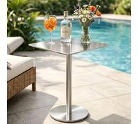 SXBHDM Table de Salle à Manger d'extérieur pour 2 à 4 Personnes, Table de Bistro carrée en Acier Inoxydable pour Porche, terrasse, Jardin, Cour, Bord de Piscine(80x80x105cm)