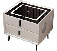SXEHPAO Table de Chevet Intelligente avec Serrure à Empreinte Digitale, Chargeur sans Fil, Port USB, lumières LED et Haut-Parleur pour Chambre Moderne