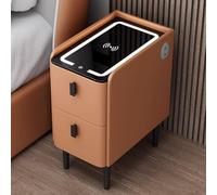 SXEHPAO Table de Chevet Intelligente avec tiroir de Rangement et lumière LED - Petite Table de Nuit étroite Blanche Moderne avec Port de Chargement USB