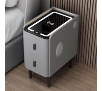 SXEHPAO Table de Chevet Intelligente avec tiroir de Rangement et lumière LED - Petite Table de Nuit étroite Blanche avec Port de Chargement USB - Mobilier Moderne