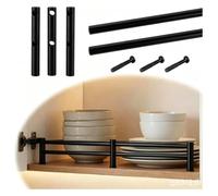 SXEVZOO Rails en Acier Inoxydable pour étagères de Cuisine, kit de Barres de Protection pour étagères Ouvertes en Bois de 30 cm à 120 cm de Long(Black,L34cm/13.4")