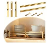 SXEVZOO Rails en Acier Inoxydable pour étagères de Cuisine, kit de Barres de Protection pour étagères Ouvertes en Bois de 30 cm à 120 cm de Long(Gold,L34cm/13.4")