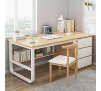 SXFSDOU Bureau d'ordinateur Extra Long avec tiroir et Armoire de Rangement, Table d'écriture Robuste pour Bureau à Domicile, Jeux vidéo, Poste de Travail Moderne (Naturel 120x50x75cm)