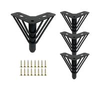 SXHJDY Lot De 4 Pied De Meuble Doré, Pied De Canapé Triangle Creux, Support De Meuble en Métal avec Vis pour Meuble TV, Table De Chevet, Armoire Et Projets DIY(Black,6cm/2.4in)