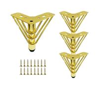 SXHJDY Lot De 4 Pied De Meuble Doré, Pied De Canapé Triangle Creux, Support De Meuble en Métal avec Vis pour Meuble TV, Table De Chevet, Armoire Et Projets DIY(Gold,6cm/2.4in)