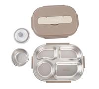 Sxhlseller Boîte à en Acier Inoxydable 316 1500 Ml |Récipient à Déjeuner Portable avec Bol à Soupe, Cuillère Baguettes, Sac isolé pour le Travail et l'école (Couleur Café)
