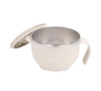 Sxhlseller Bol Ramen en Acier Inoxydable 316 avec Couvercle |Bol à Nouilles isolé avec Cuillère, Joint étanche, pour Dortoir d'université, Cuisine, Déjeuner Portable (Beige)