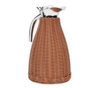 Sxhlseller Carafe à café Thermique en Acier Inoxydable en Rotin tissé à la Main 1,5 L Pichet isolé à 3 Parois Conception Portable pour une Utilisation à la Maison ou au Bureau (BROWN)