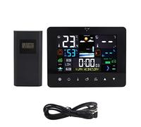 Sxhlseller Écran Tactile Station Météo avec Capteur Extérieur Sans Fil | Thermomètre intérieur et extérieur, affichage coloré, calendrier perpétuel, double réveil, pour bureau à domicile