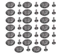 Sxhlseller Goujons de Rivets en Forme de Citrouille 14,2 Mm |Rivets en Cuir Demi-ronds en Argent Antique avec Base en Fer pour Réparation Artisanale, Sacs, Ceintures - 20 Ensembles