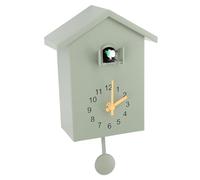 Sxhlseller Horloge Murale Nichoir avec Son D'oiseau Pendule Style (Green) | Fonction d\'appel vocal d\'oiseau, décoration nordique pour la maison, mouvement de balayage silencieux, finition blanche,
