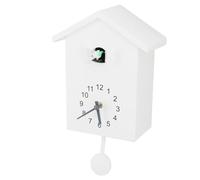 Sxhlseller Horloge Murale Nichoir avec Son D'oiseau Pendule Style (White) | Fonction d\'appel vocal d\'oiseau, décoration nordique pour la maison, mouvement de balayage silencieux, finition blanche,
