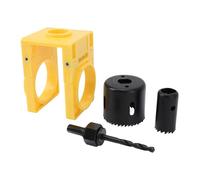 Sxhlseller Kit d'installation de Serrure de Porte avec Gabarit de Guidage et Scies Cloches en Acier au Carbone, Outil Réglable pour Pênes Dormants de Porte en Bois de 1-3/8 Pouces à 1-3/4 Pouces