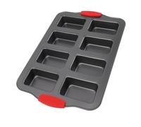 Sxhlseller Mini Moule à Pain à 8 Cavités, Plaque de Cuisson à Pain Rectangulaire en Acier au Carbone avec Poignées en Silicone pour Gâteau au Fromage Brownie, Répartition Uniforme de la Chaleur