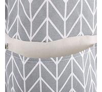 Sxhlseller Murale Sac de Rangement avec 3 Poches, Coton Lin (Grey) | Organisateur suspendu avec poteau en bois pour chambre à coucher, pochette murale Durable pour clés, téléphone, cosmétiques