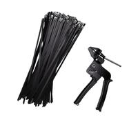 Sxhlseller Outil D'attache de Câble en Acier Inoxydable, Attaches de 200 | 100 Attaches, Largeur 5,6 Mm, Résistantes à la Rouille, Réparation de Clôture, Regroupement de Câbles, Utilisation