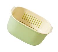 Sxhlseller Panier de Lavage de Fruits et Légumes à Double Couche |Bassin de Vidange en Plastique épais pour Cuisine avec Crépine (petite taille verte)