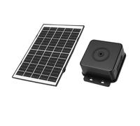 Sxhlseller Panneau Solaire 4W, Sortie 5V Type C, Support Réglable 360°, Batterie Intégrée 15000mAh pour Caméra de sécurité Extérieure Serrures Intelligentes Lampes de Camping (BLACK)
